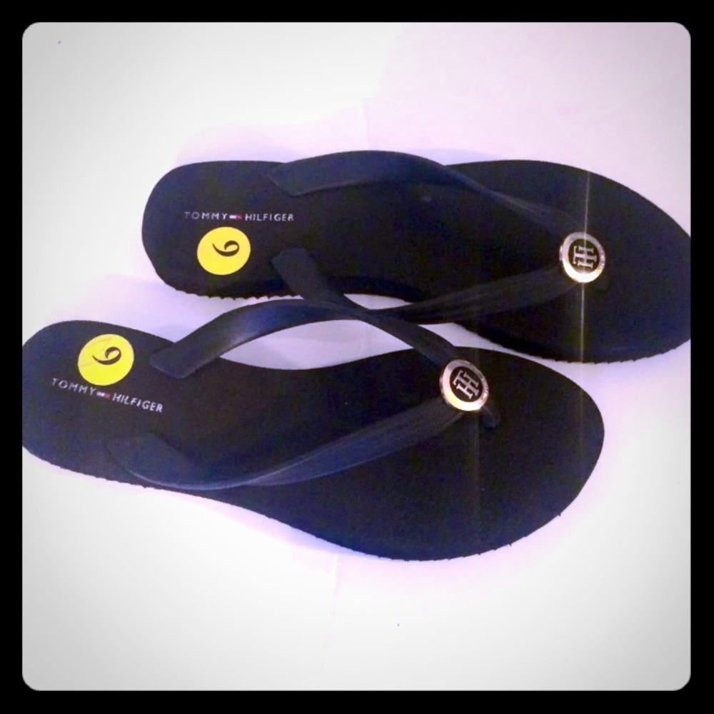 All black Tommy Hilfiger Thong Sandal